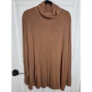 Soft Surroundings Shirt Womens 3X Brown Chloe Turtleneck Tunic Jersey Top